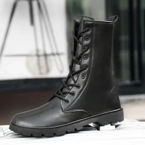 Bottes militaires en cuir véritable