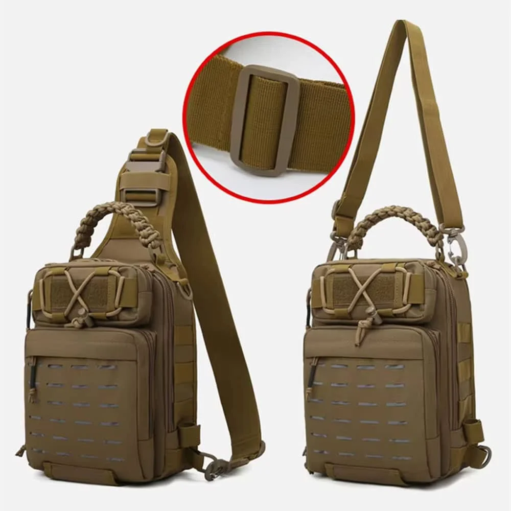 Sac à bandoulière tactique taille moyenne découpe laser MOLLE – Image 5