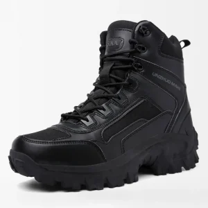 Bottes de randonnée tactiques mi-montantes noires huilées
