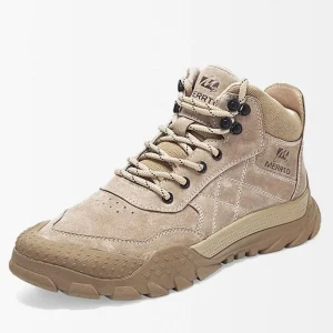 Bottines tactiques en cuir de vachette couleur sable désert
