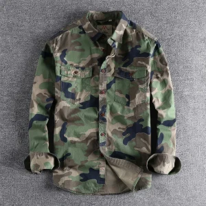 Chemise camouflage à boutons pour homme